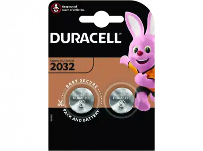 Pilas 2032 - Duracell 2032, botón, Paquete 2 unidades, 3V, DL2032, CR2032, Plata