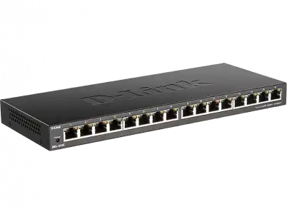 Switch - D-Link DGS‑1016S, 16 Puertos (1000 Mbps), Sin gestión, Plug&Play, Perfil bajo, Negro