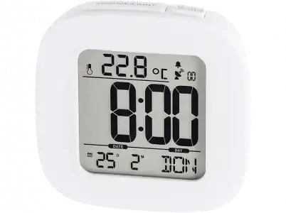 Despertador - Hama RC 45, LCD, 2 pilas, 12/24h, Alarma de velocidad, Blanco