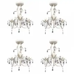 VidaXL Lámpara Araña de Cristal 3xE14 Blanco 4 Unidades