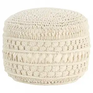 Vidaxl Puf De Macramé Hecho A Mano Algodón 45x30 Cm Beige