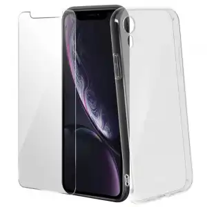4Smarts Funda de Silicona Transparente + Cristal Templado para Apple iPhone XR
