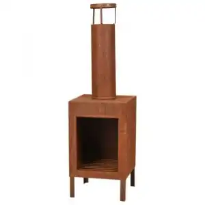 Chimenea Con Tubo Y Asas Color Óxido 100 Cm Progarden