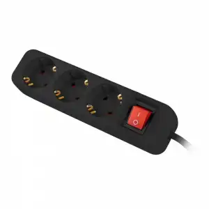 Lanberg Regleta 3 Tomas Schuko con Protección 1.5m Negra