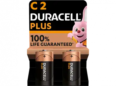 Pilas C - Duracell Plus C, 2 unidades, 1.5 V LR14 MN1400, Negro