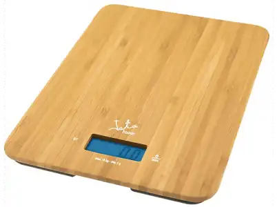 Balanza de cocina - Jata MOD. 720, Peso máximo 15 kg, Pantalla LCD, Función temporizador, Bambú