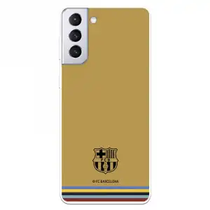 Funda para Samsung Galaxy S21 Plus Licencia Oficial FC Barcelona Escudo Fondo Mostaza