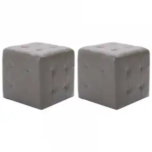vidaXL Puf 2 unidades cuero sintético gris 30x30x30 cm