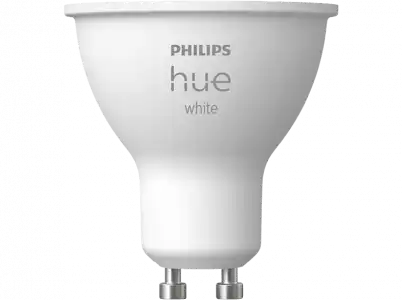 Bombilla inteligente - Philips Hue GU10, Luz Blanca Cálida, 4.3 W, Compatible con Alexa y Google Home, Blanco