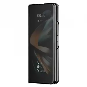 Carcasa Clear View Samsung Galaxy Z Fold 4 con Solapa Espejo Soporte Vídeo Negro