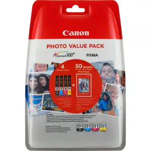Cartuchos de Tinta Original Canon CLI-551 Multipack Negro/Cian/Amarillo/Magenta