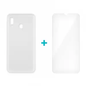 Icoveri Pack Funda Gel TPU Antigolpes Transparente + Cristal Templado 9H para Samsung Galaxy A20e