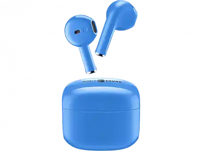 Auriculares True Wireless - Music Sound BTMSTWSSWAGU, De cápsula, Bluetooth, Autonomía de hasta 20 h, Azul cielo