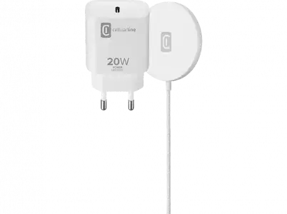 Base de carga - CellularLine Kit Mag Wireless, 20 W, Apple, Blanco