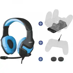 Konix Mythics Pack de Accesorios Gaming con Auriculares Gaming PS-400 para PS4 Azul