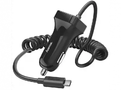 Cargador - Hama, Para coche, USB tipo C, 2.4 A, Negro