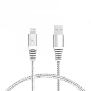 Ksix Cable de Carga Trenzado USB-A a Lightning 12W 1m Blanco