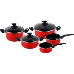 Magefesa Praga Batería De Cocina Inducción 8 Piezas, Antiadherente Bicapa Libre De Pfoa, Tapas Crist