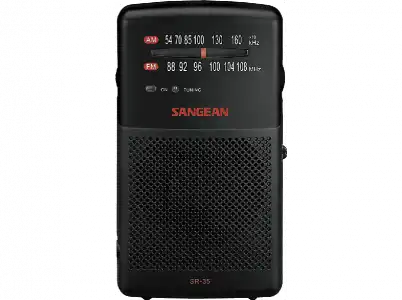 Radio portátil - Sangean SR-35, Analógica, FM, AM, 3.5 mm, Negro