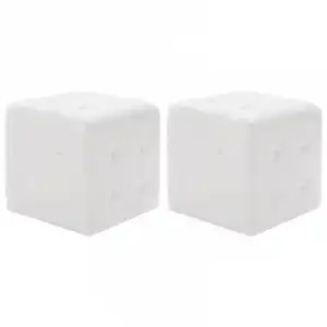 vidaXL Puf 2 unidades cuero sintético blanco 30x30x30 cm