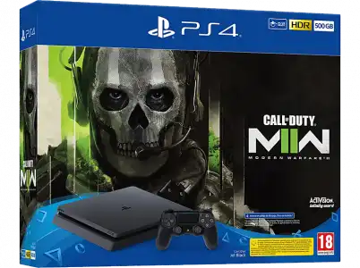 Consola - Sony PS4 Slim, 500 GB, Negro + Call Of Duty Modern Warfare II (código descarga)