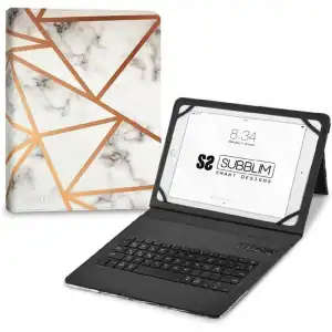 Subblim Keytab Pro Funda con Teclado Bluetooth Mármol Blanco para Tablet 9.6-11"