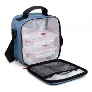 TATAY Urban Food Glass Bolsa Térmica Porta Alimentos 3.5L con Recipientes Denim Blue