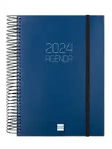 Agenda anual 2024 Finocam A5 Opaque E10 día por página Azul