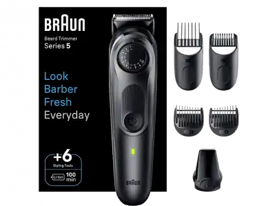 Barbero - Braun Series 5 BT5450, Recortadora De Barba, 40 Ajustes de longitud, accesorios, 100 min autonomía