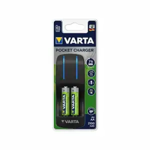 Pack 5 Unids - Cargador Varta Pocket Con 4 Pilas Aa Lr06 2600mah - Neoferr*