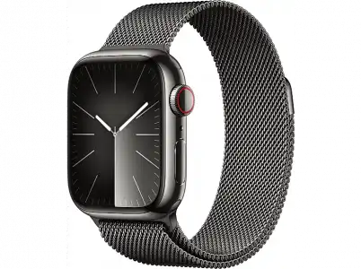 Apple Watch Series 9 (2023), GPS+CELL, 41 mm, Gesto de doble toque, Caja acero inoxidable grafito, Correa Milanese Loop grafito