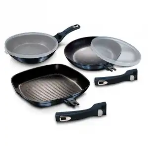 Berlinger Haus Aquamarine Juego 2 Sartenes Y Grill Inducción 20-24-28 Cm Aluminio Azul Marino