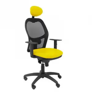 Piqueras y Crespo Jorquera Silla Malla Negra Asiento Similpiel con Cabecero Fijo Amarillo