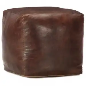 vidaXL Puf marrón oscuro 40x40x40 cm cuero genuino de cabra