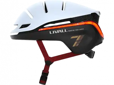 Casco - Livall EVO21, M (54-58 cm), Para patinete y bici, SOS, Luz de posición freno, Iluminación 360, Intermitentes Resistente a lluvia, Blanco