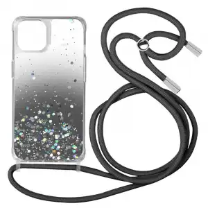 Avizar Funda Purpurina Correa Extraíble Degradado Negro para iPhone 13