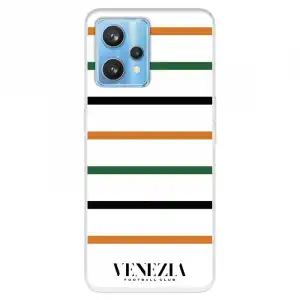 Funda Para Realme 9 Pro+ Del Venezia Football Club Fondo Blanco Rayas - Licencia Oficial Venezia Football Club