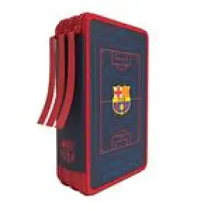 Plumier 3 pisos con material escolar FC Barcelona
