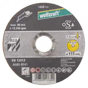 Wolfcraft Disco de Corte Extrafino para Aluminio 115x1.5x22x23mm