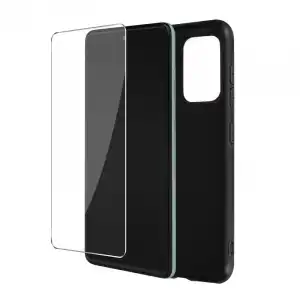 Carcasa Samsung A52 / A52s Flexible Negra Cristal Templado 9h Transparente