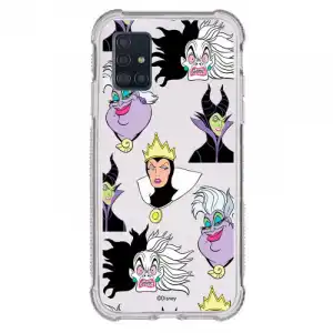 Funda Oficial de Disney Villanas Patrón Brillantina para Samsung Galaxy A51