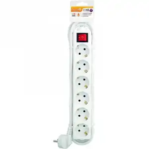 Garza Basic Power Regleta 6 Tomas con Interruptor y Cable 5m Blanco
