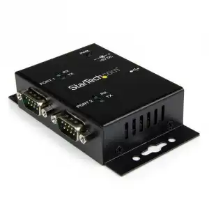 Startech ICUSB2322I Hub Industrial 2 Puertos Serie RS232 a USB Montaje Riel DIN Pared