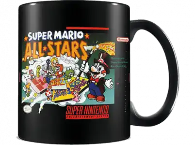 Taza - SHERWOOD Nintendo Super Mario: All Stars, 0.315 l, Cerámica, Negro