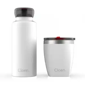 Cloen Botella de Agua Térmica con Vaso 500ml Blanca