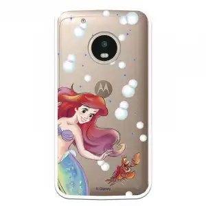Funda Oficial Disney Sirenita Y Sebastián Transparente Para Moto G5 Plus - La Sirenita