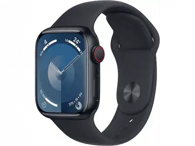 Apple Watch Series 9 (2023), GPS+CELL, 41 mm, Gesto de doble toque, Caja aluminio medianoche, Correa deportiva Talla M/L