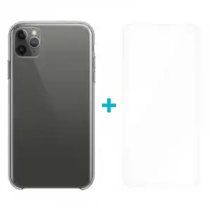 Icoveri Pack Funda Gel TPU Antigolpes Transparente + Cristal Templado 9H para iPhone 11 Pro Max