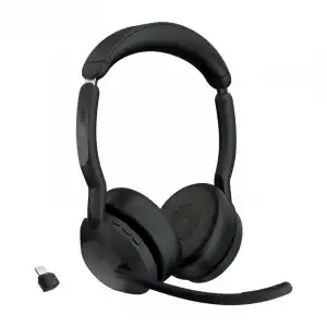Jabra Evolve2 55 Auriculares Bluetooth con Base de carga para Oficina/Centro de Llamadas Negros