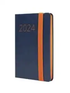 Agenda anual 2024 Finocam A7 Flexi Lisa F2 semana vista horizontal Azul catalán